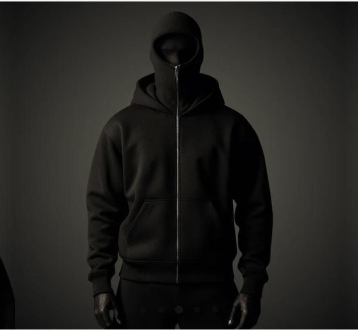 Neon Skull Zipper Balaclava Hoodie Glow Line Techwear Mask Jacket for Men & Women