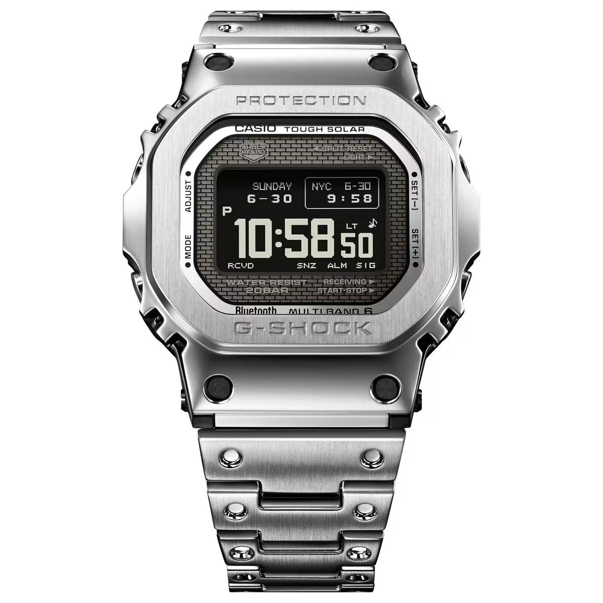 Premium Stainless Steel Digital Watch Full Metal Luxury Style LED Display Silver Edition