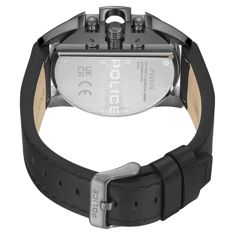 Dual Time Industrial Design Chronograph Watch – Bold Black & Gold Edition