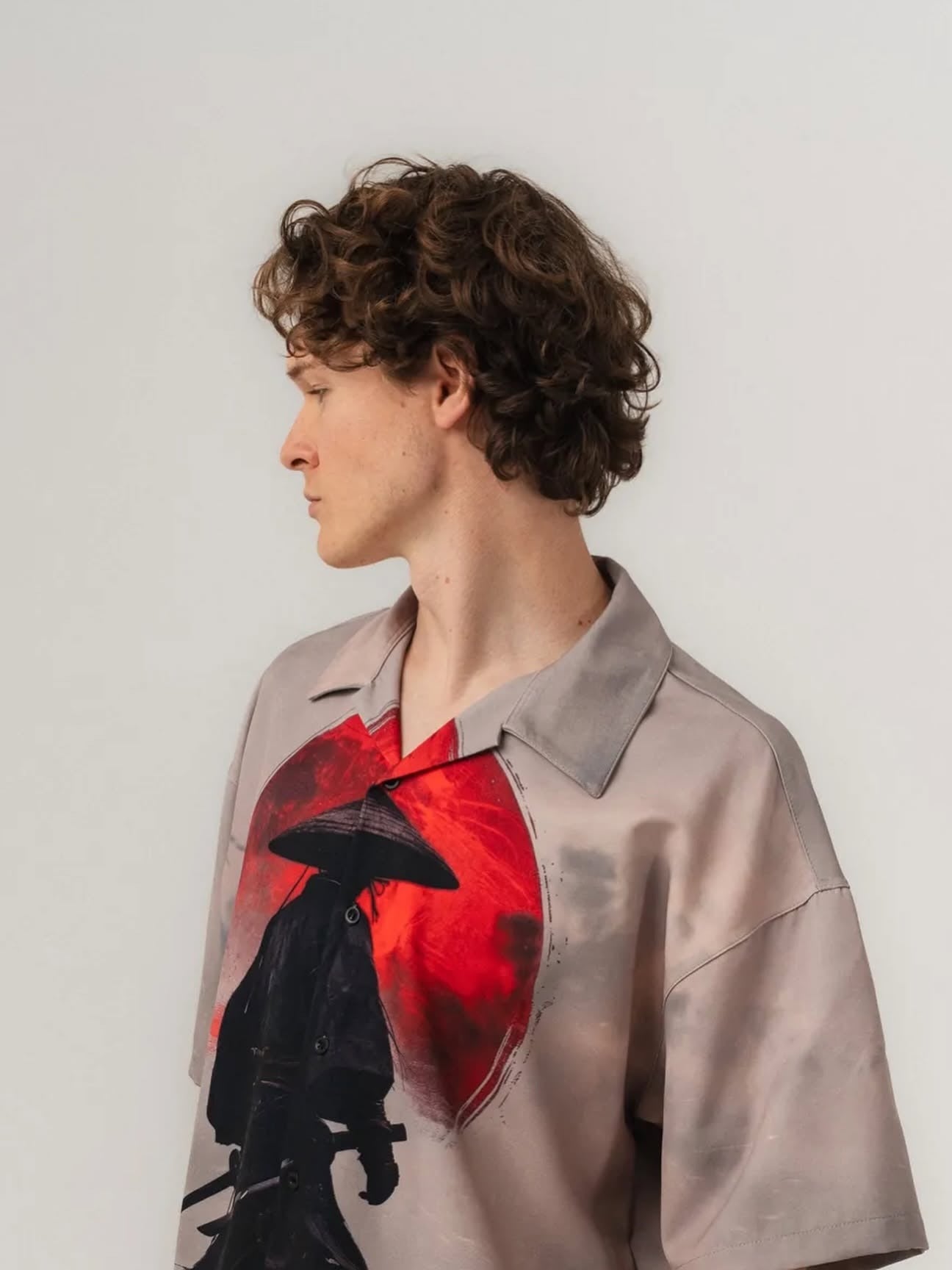 Samurai Warrior Graphic Printed Oversized Shirt for Men | Premium Full Sleeve Casual Streetwear Shirt