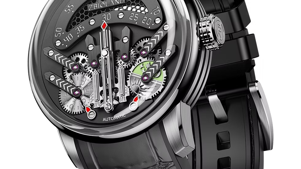 Futuristic Mechanical Gauge Dial Automatic Watch – Multi-Layer Gear Design