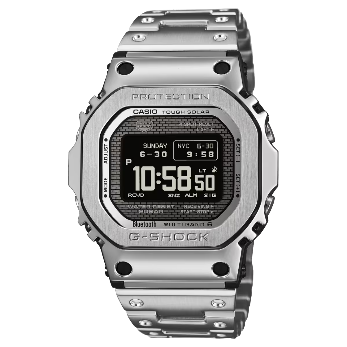 Premium Stainless Steel Digital Watch Full Metal Luxury Style LED Display Silver Edition