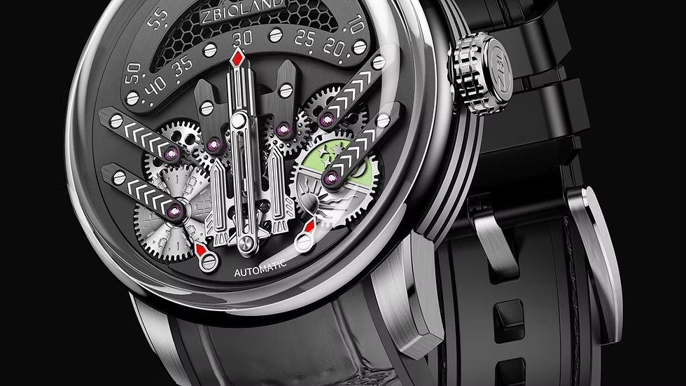 Futuristic Mechanical Gauge Dial Automatic Watch – Multi-Layer Gear Design