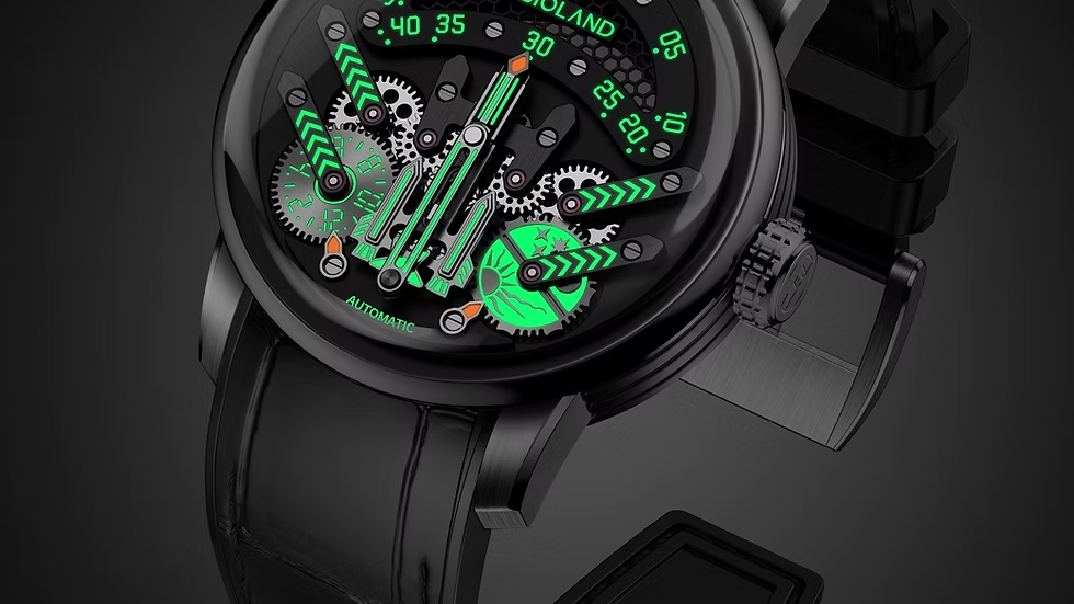 Futuristic Mechanical Gauge Dial Automatic Watch – Multi-Layer Gear Design