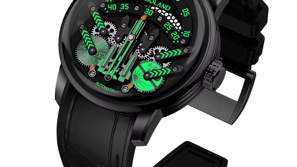 Futuristic Mechanical Gauge Dial Automatic Watch – Multi-Layer Gear Design