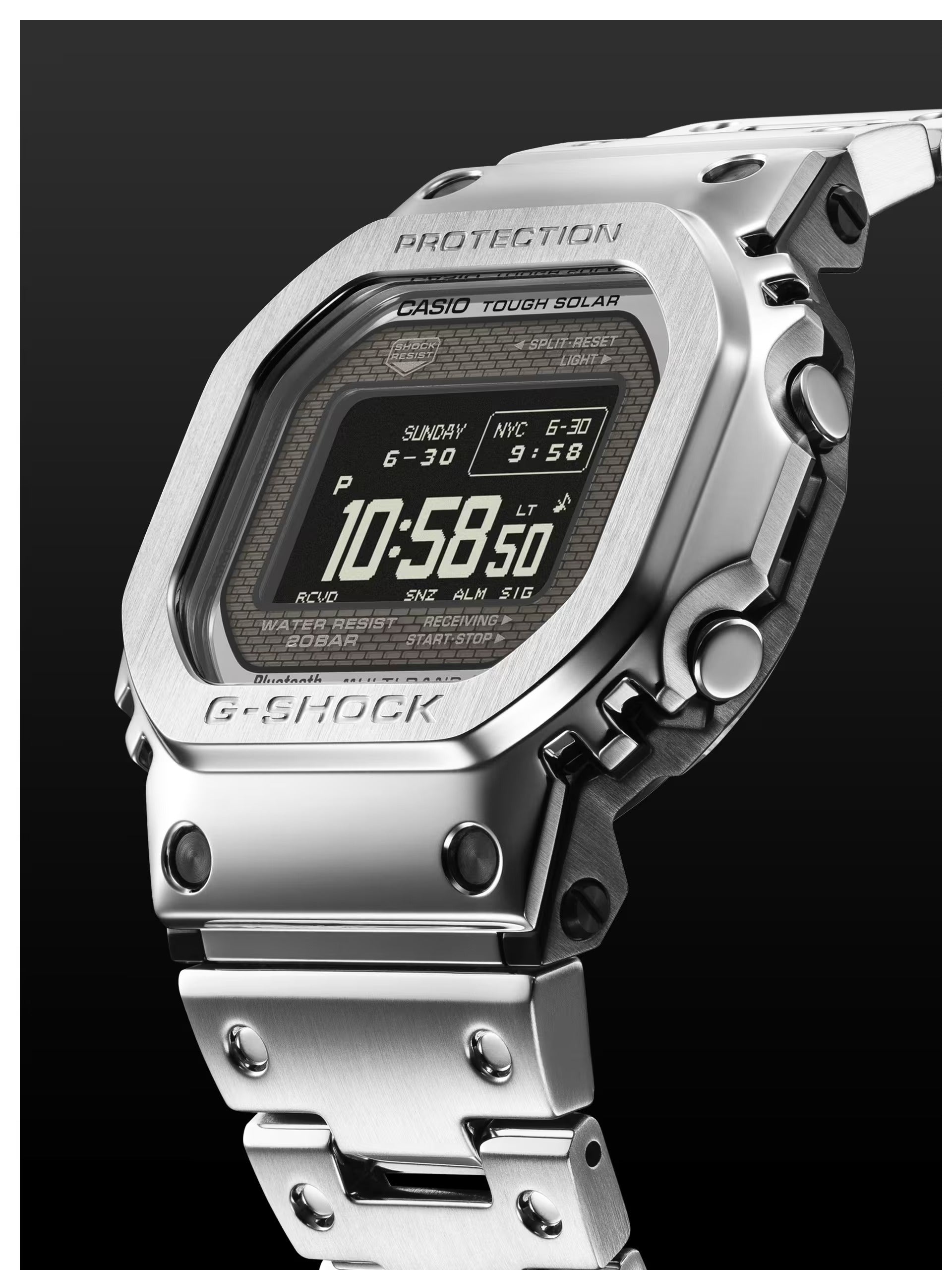 Premium Stainless Steel Digital Watch Full Metal Luxury Style LED Display Silver Edition