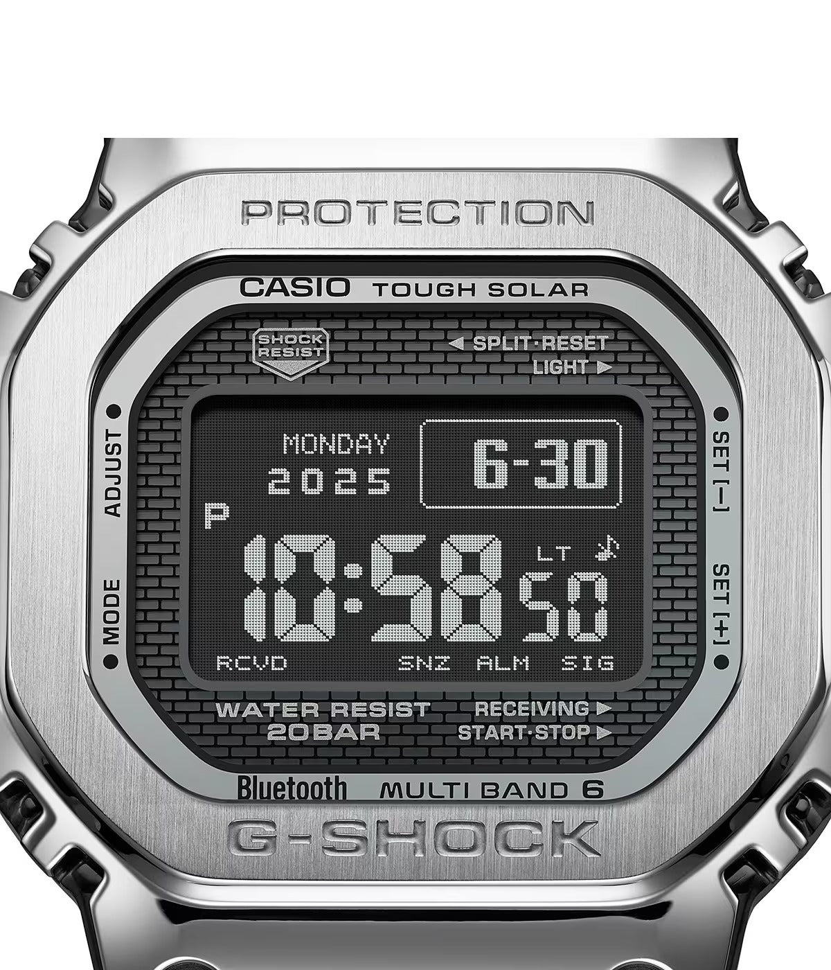 Premium Stainless Steel Digital Watch Full Metal Luxury Style LED Display Silver Edition