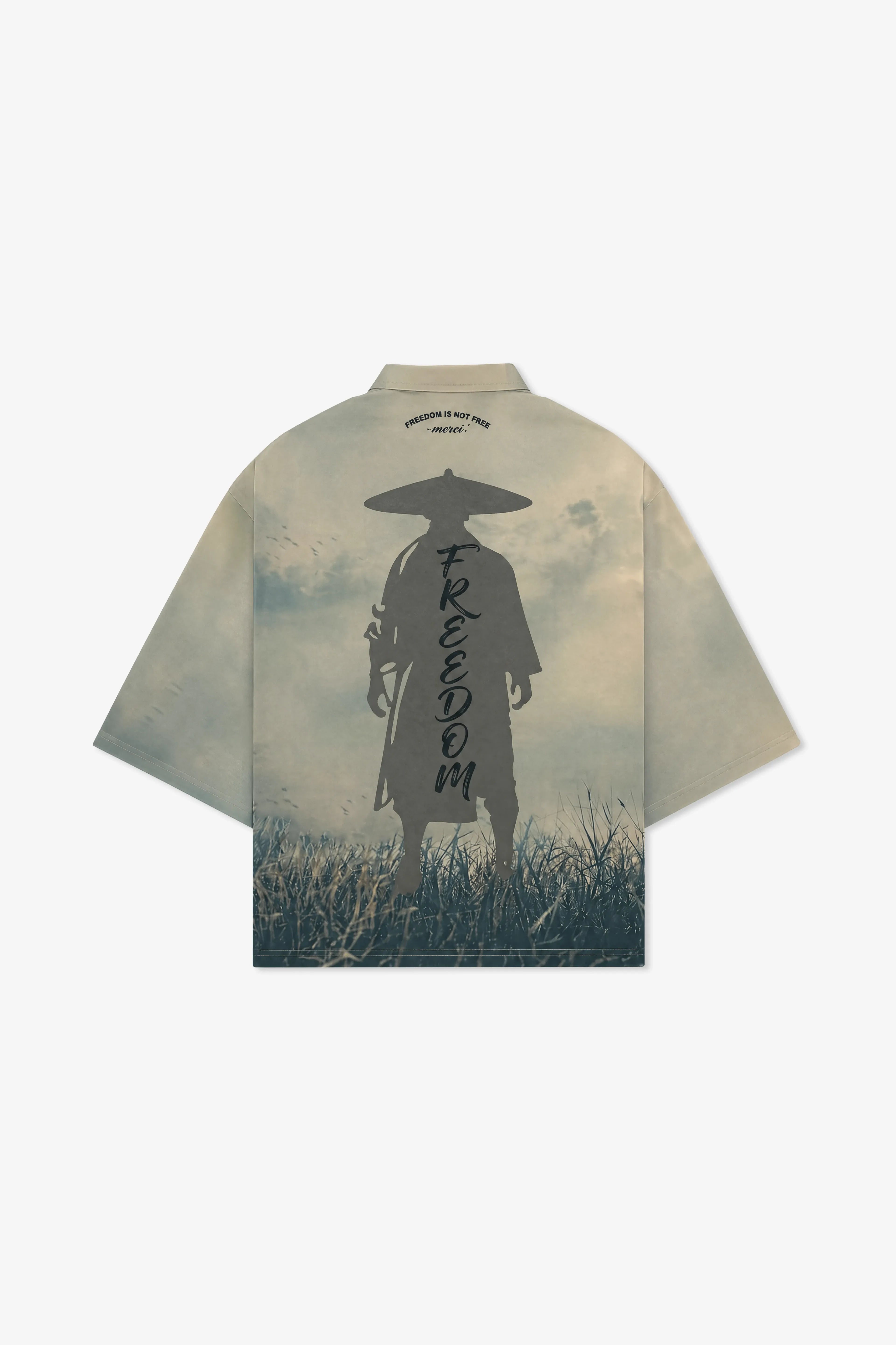 Samurai Warrior Graphic Printed Oversized Shirt for Men | Premium Full Sleeve Casual Streetwear Shirt